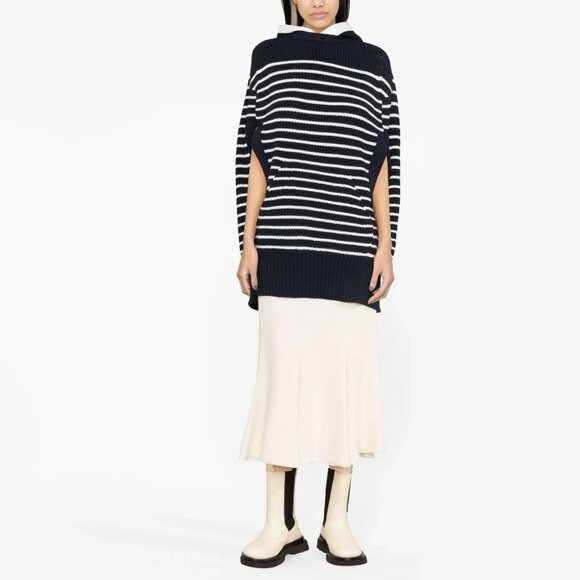 NWT  Sacai Striped Cape With Hood in Navy, size "1" (fits S/M) - Picture 8 of 9